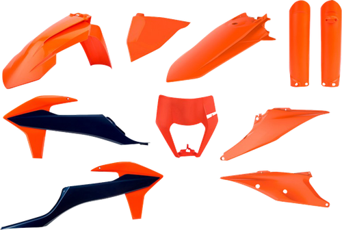 POLISPORT 91104 Full Body Kit - Black/Orange OEM '21 - KTM - EX/XC '20-'23 - Black/Orange OEM '21 KTM EX/XC '20-'23