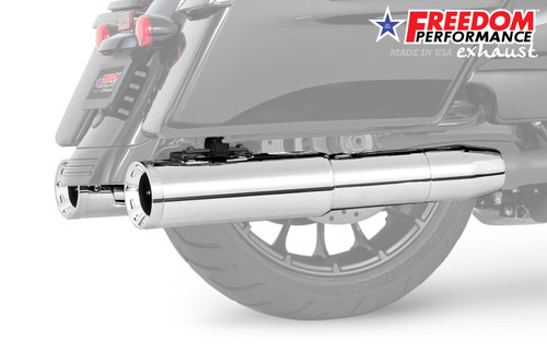 Freedom Performance HARLEY 4.5" 2-STEP SLIP-ONS FOR TOURING/TRIKE BUNDLE - HD01395 - 1995 to 2016 CHROME / STRAIGHT / CHROME