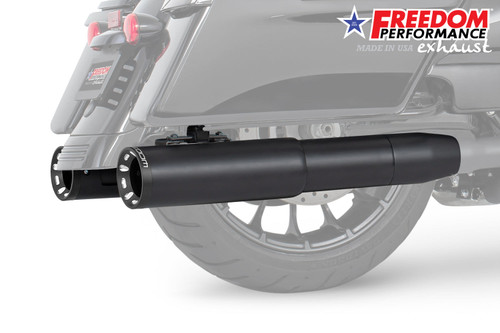 Freedom Performance HARLEY 4.5" 2-STEP SLIP-ONS FOR TOURING/TRIKE BUNDLE - HD01400 - 1995 to 2016 BLACK / STRAIGHT / SCULPTED BLACK