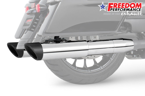 Freedom Performance HARLEY 4.5" 2-STEP SLIP-ONS FOR TOURING/TRIKE BUNDLE - HD01405 - 1995 to 2016 CHROME / SLASH / PITCH BLACK
