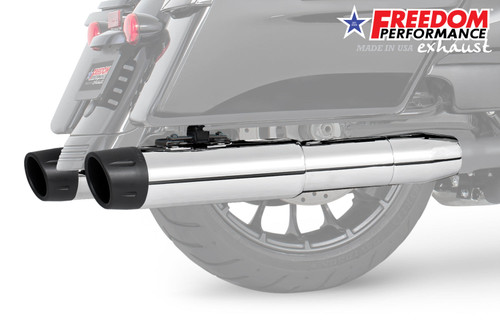 Freedom Performance HARLEY 4.5" 2-STEP SLIP-ONS FOR TOURING/TRIKE BUNDLE - HD01413 - 1995 to 2016 CHROME / COMBAT FLUTED / PITCH BLACK