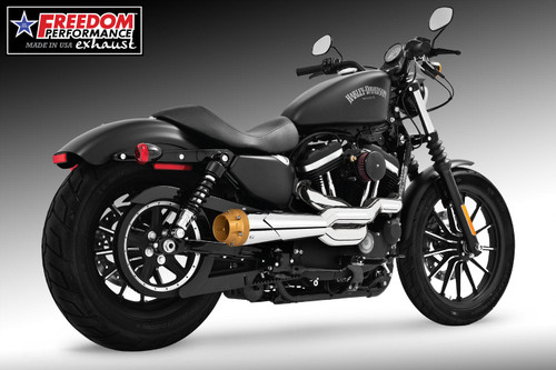Freedom Performance HARLEY SPORTSTER 2-INTO-1 "HIGH" AMERICAN OUTLAW 1986-2022 - HD01425 - 2004-PRESENT / CHROME / SOLID GOLD