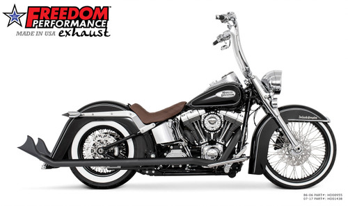 Freedom Performance HARLEY SOFTAIL 2.5" CLASSIC TRUE-DUALS FULL SYSTEM Fits 1986-2006 or 2007-2017 BUNDLE - HD01438 - 2007-2017 / UPSWEPT BLACK / SHARKTAIL