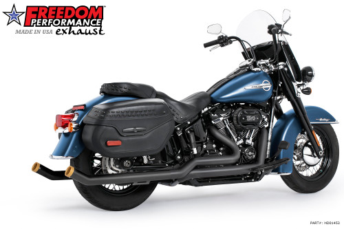 Freedom Performance HARLEY SOFTAIL 2.5" UPSWEPT TRUE-DUAL COMPLETE SYSTEM M8 ONLY BUNDLE *NOT FOR WIDE TIRE BIKES - HD01453 - BLACK / STRAIGHT / SOLID GOLD
