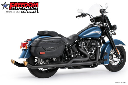 Freedom Performance HARLEY SOFTAIL 2.5" UPSWEPT TRUE-DUAL COMPLETE SYSTEM M8 ONLY BUNDLE *NOT FOR WIDE TIRE BIKES - HD01456 - BLACK / SLASH / SCULPTED GOLD