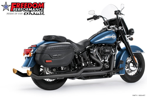 Freedom Performance HARLEY SOFTAIL 2.5" UPSWEPT TRUE-DUAL COMPLETE SYSTEM M8 ONLY BUNDLE *NOT FOR WIDE TIRE BIKES - HD01457 - BLACK / SLASH / SOLID GOLD