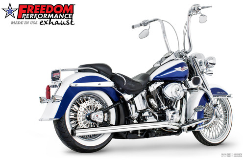 Freedom Performance HARLEY SOFTAIL 2.5" CLASSIC TRUE-DUALS FULL SYSTEM Fits 1986-2006 or 2007-2017 BUNDLE - HD01476 - 1986-2006 / 33'S CHROME / STRAIGHT PITCH BLACK