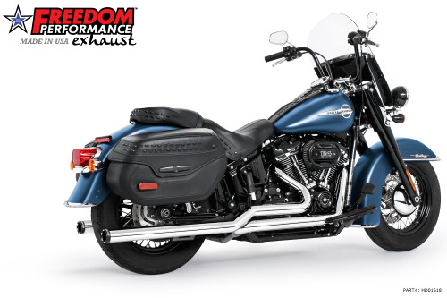 Freedom Performance HARLEY M8 SOFTAIL 2.5" TUCK & UNDER TRUE DUALS FULL SYSTEM 2018-PRESENT BUNDLE *NOT FOR WIDE TIRE BIKES - HD01618 - CHROME/36's / STRAIGHT / SCULPTED BLACK