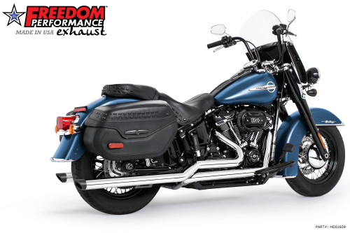 Freedom Performance HARLEY M8 SOFTAIL 2.5" TUCK & UNDER TRUE DUALS FULL SYSTEM 2018-PRESENT BUNDLE *NOT FOR WIDE TIRE BIKES - HD01659 - CHROME/36's / SLASH / PITCH BLACK