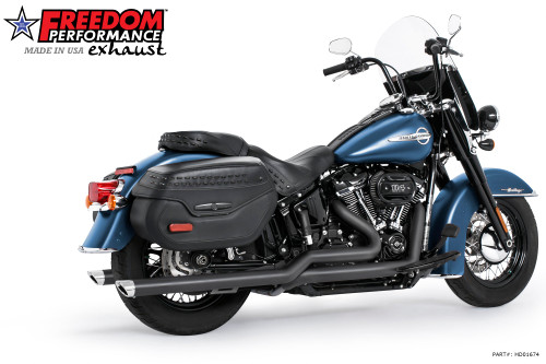 Freedom Performance HARLEY M8 SOFTAIL 2.5" TUCK & UNDER TRUE DUALS FULL SYSTEM 2018-PRESENT BUNDLE *NOT FOR WIDE TIRE BIKES - HD01674 - BLACK/36's / SLASH / CHROME