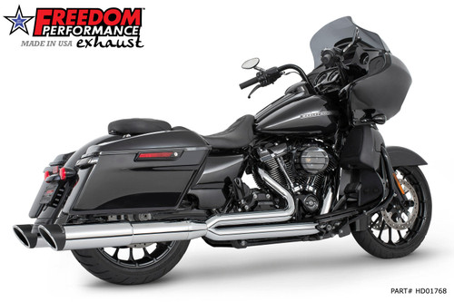 Freedom Performance HARLEY TOURING 4.5" 2 STEPPED UNION 2-INTO-1 SYSTEM with LEFT SIDE GHOST PIPE 2017-PRESENT (SPECIAL ORDER) - HD01768 - CHROME / SLASH / SCULPTED BLACK