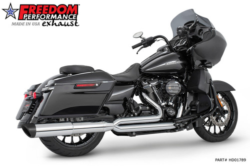 Freedom Performance HARLEY TOURING 4.5" 2 STEPPED UNION 2-INTO-1 RIGHT-SIDE ONLY 2017-PRESENT BUNDLE - HD01789 - CHROME / SLASH / PITCH BLACK