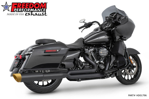 Freedom Performance HARLEY TOURING 4.5" 2 STEPPED UNION 2-INTO-1 RIGHT-SIDE ONLY 2017-PRESENT BUNDLE - HD01796 - BLACK / SLASH / SOLID GOLD