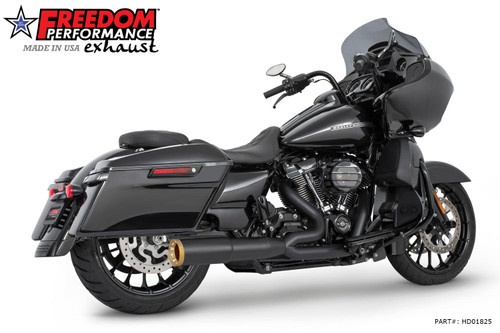 Freedom Performance HARLEY TOURING 4.5" 2 STEPPED MID UNION 2-INTO-1 RIGHT-SIDE ONLY 2017-PRESENT BUNDLE - HD01825 - BLACK / STRAIGHT / SCULPTED GOLD