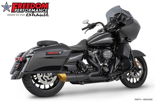Freedom Performance HARLEY TOURING 4.5" 2 STEPPED SHORT UNION 2-INTO-1 RIGHT-SIDE ONLY 2017-PRESENT BUNDLE - HD01836 - BLACK / SLASH / SOLID GOLD