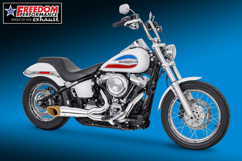 Freedom Performance HARLEY M8 SOFTAIL 2-INTO-1 TURNOUT/SIDEDUMP 2018 - PRESENT BUNDLE - HD01866 - CHROME / SLASH / SOLID GOLD
