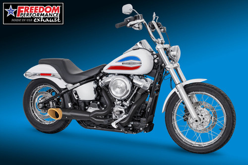 Freedom Performance HARLEY M8 SOFTAIL 2-INTO-1 TURNOUT/SIDEDUMP 2018 - PRESENT BUNDLE - HD01868 - BLACK / SLASH / SOLID GOLD