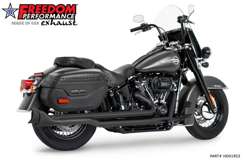 Freedom Performance HARLEY SOFTAIL 2.5" RIGHT-SIDE STAGGERED TRUE-DUAL COMPLETE SYSTEM BUNDLE M8 ONLY - HD01953 - BLACK / SHARKTAIL / PITCH BLACK