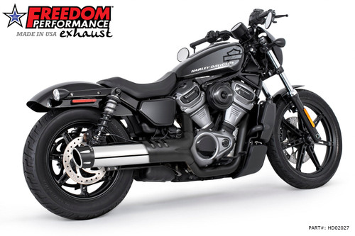Freedom Performance HARLEY NIGHTSTER 4.5" SLIP-ON Fits 23'- Present Bundle (SPECIAL ORDER) - HD02027 - CHROME / COMBAT FLUTED / SCULPTED BLACK