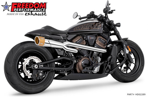 Freedom Performance HARLEY SPORTSTER S 2-INTO-1 COMBAT SHORTY HIGH '21 to Present Bundle - HD02289 - CHROME / COMBAT FLUTED / SCULPTED GOLD