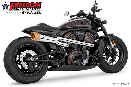 Freedom Performance HARLEY SPORTSTER S 2-INTO-1 COMBAT SHORTY HIGH '21 to Present Bundle - HD02290 - CHROME / COMBAT FLUTED / SOLID GOLD