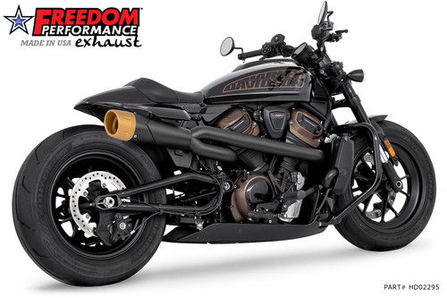 Freedom Performance HARLEY SPORTSTER S 2-INTO-1 COMBAT SHORTY HIGH '21 to Present Bundle - HD02295 - BLACK / COMBAT FLUTED / SOLID GOLD