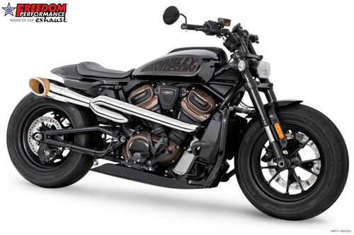 Freedom Performance HARLEY SPORTSTER S 2-INTO-1 TURN-OUT HIGH '21 to Present Bundle - HD02301 - CHROME / SLASH / SCULPTED GOLD
