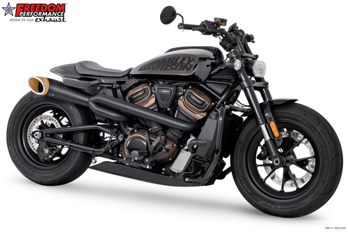 Freedom Performance HARLEY SPORTSTER S 2-INTO-1 TURN-OUT HIGH '21 to Present Bundle - HD02306 - BLACK / SLASH / SCULPTED GOLD
