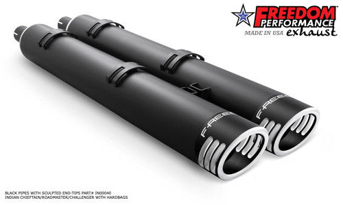 Freedom Performance INDIAN 4" SLIP-ONS FOR CHIEFTAIN/ROADMASTER-CHALLENGER/PURSUIT/ELITE WITH HARD BAGS BUNDLE - IN00044 - CHROME / EAGLE / CHROME