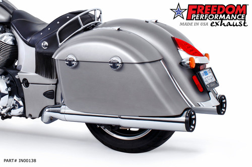 Freedom Performance INDIAN CHIEFTAIN / ROADMASTER / SPRINGFIELD / CHALLENGER/ PURSUIT / ELITE W/ HARD BAGS 2-INTO-1 "LEFT-SIDE ONLY" GHOST PIPE 2014-PRESENT - IN00138 - CHROME / STRAIGHT / SCULPTED BLACK