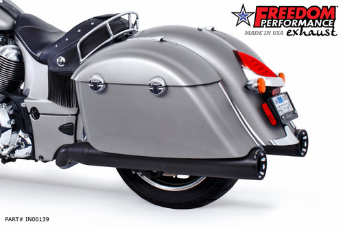 Freedom Performance INDIAN CHIEFTAIN / ROADMASTER / SPRINGFIELD / CHALLENGER/ PURSUIT / ELITE W/ HARD BAGS 2-INTO-1 "LEFT-SIDE ONLY" GHOST PIPE 2014-PRESENT - IN00139 - BLACK / STRAIGHT / SCULPTED BLACK