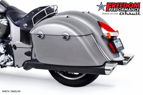Freedom Performance INDIAN CHIEFTAIN / ROADMASTER / SPRINGFIELD / CHALLENGER/ PURSUIT / ELITE W/ HARD BAGS 2-INTO-1 "LEFT-SIDE ONLY" GHOST PIPE 2014-PRESENT - IN00145 - BLACK / SLASH / CHROME