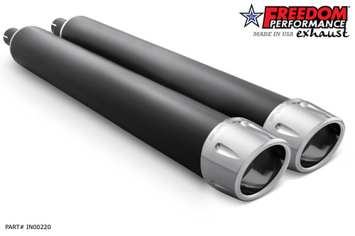 Freedom Performance INDIAN 4" SLIP-ONS FOR VINTAGE/CLASSIC W/O HARD BAGS 2014-2020 - IN00220 - BLACK / COMBAT FLUTED / CHROME