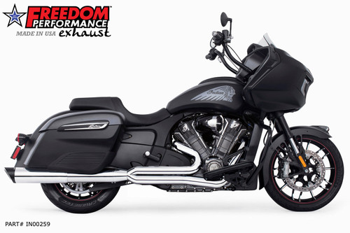 Freedom Performance INDIAN CHALLENGER/PURSUIT/ELITE UNION FULL SYSTEM 2-INTO-1 RIGHT-SIDE ONLY 2020-PRESENT BUNDLE - IN00259 - CHROME / SLASH / SCULPTED BLACK
