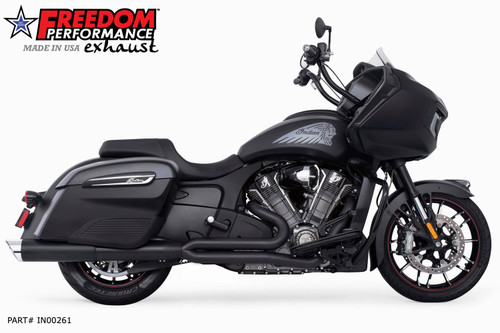 Freedom Performance INDIAN CHALLENGER/PURSUIT/ELITE UNION FULL SYSTEM 2-INTO-1 RIGHT-SIDE ONLY 2020-PRESENT BUNDLE - IN00261 - BLACK / SLASH / CHROME
