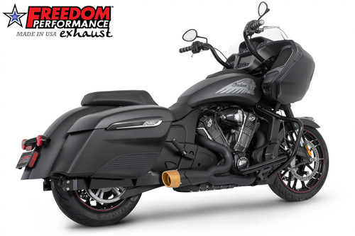 Freedom Performance INDIAN CHALLENGER/PURSUIT/ELITE 2-INTO-1 SHORTY FULL SYSTEM 2020-PRESENT BUNDLE - IN00540 - BLACK / COMBAT FLUTED / SOLID GOLD