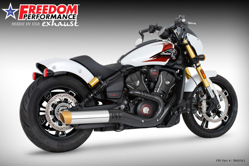 Freedom Performance INDIAN 2025-PRESENT SCOUT 101-CLASSIC-SUPER-SPORT-BOBBER 4" SLIP-ON BUNDLE - IN00563 - CHROME / LIBERTY / SCULPTED GOLD