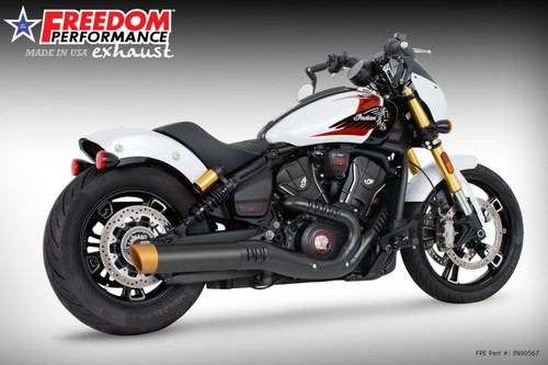 Freedom Performance INDIAN 2025-PRESENT SCOUT 101-CLASSIC-SUPER-SPORT-BOBBER 4" SLIP-ON BUNDLE - IN00567 - BLACK / LIBERTY / SOLID GOLD