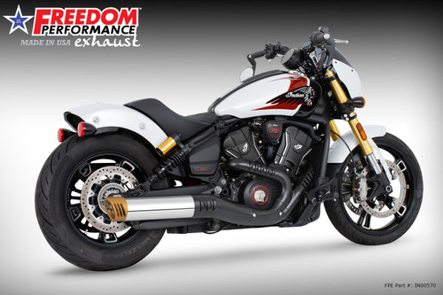 Freedom Performance INDIAN 2025-PRESENT SCOUT 101-CLASSIC-SUPER-SPORT-BOBBER 4" SLIP-ON BUNDLE - IN00570 - CHROME / RACING / SOLID GOLD