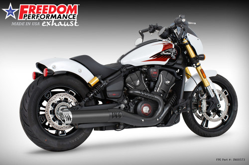 Freedom Performance INDIAN 2025-PRESENT SCOUT 101-CLASSIC-SUPER-SPORT-BOBBER 4" SLIP-ON BUNDLE - IN00573 - BLACK / RACING / CHROME