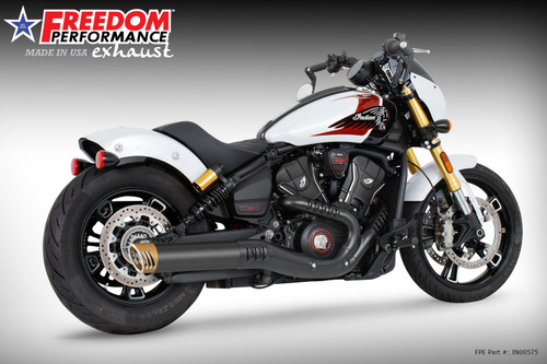 Freedom Performance INDIAN 2025-PRESENT SCOUT 101-CLASSIC-SUPER-SPORT-BOBBER 4" SLIP-ON BUNDLE - IN00575 - BLACK / RACING / SCULPTED GOLD