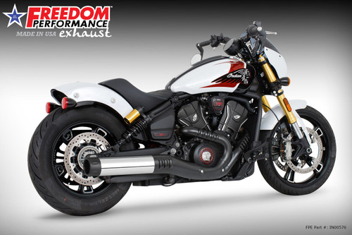 Freedom Performance INDIAN 2025-PRESENT SCOUT 101-CLASSIC-SUPER-SPORT-BOBBER 4" SLIP-ON BUNDLE - IN00576 - CHROME / EAGLE / PITCH BLACK
