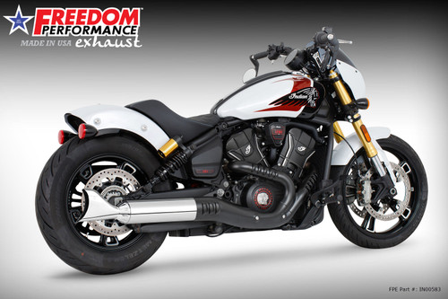 Freedom Performance INDIAN 2025-PRESENT SCOUT 101-CLASSIC-SUPER-SPORT-BOBBER 4" SLIP-ON BUNDLE - IN00583 - CHROME / SHARKTAIL / CHROME