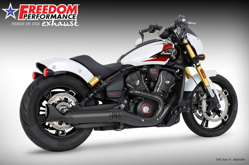 Freedom Performance INDIAN 2025-PRESENT SCOUT 101-CLASSIC-SUPER-SPORT-BOBBER 4" SLIP-ON BUNDLE - IN00584 - BLACK / SHARKTAIL / PITCH BLACK