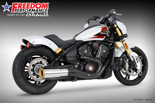 Freedom Performance INDIAN 2025-PRESENT SCOUT 101-CLASSIC-SUPER-SPORT-BOBBER 4.5" 2-STEP SLIP-ON BUNDLE - IN00589 - CHROME / STRAIGHT / SOLID GOLD