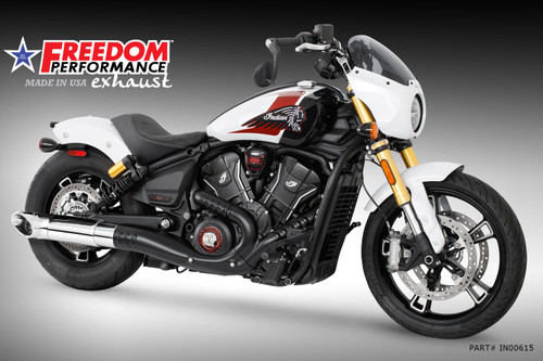 Freedom Performance (SPECIAL ORDER) INDIAN 2025-PRESENT SCOUT 101-CLASSIC-SUPER-SPORT-BOBBER 4.5" 2-STEP TURN-OUT SLIP-ON - IN00615 - CHROME / SLASH / CHROME