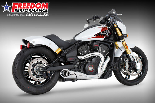 Freedom Performance INDIAN 2025-PRESENT SCOUT 101-CLASSIC-SUPER-SPORT-BOBBER 4.5" 2 INTO 1 SHORTY BUNDLE - IN00674 - CHROME / COMBAT / CHROME