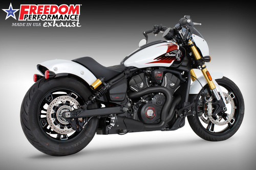 Freedom Performance INDIAN 2025-PRESENT SCOUT 101-CLASSIC-SUPER-SPORT-BOBBER 4.5" 2 INTO 1 SHORTY BUNDLE - IN00687 - BLACK / AMERICAN OUT-LAW / SCULPTED BLACK