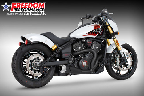 Freedom Performance INDIAN 2025-PRESENT SCOUT 101-CLASSIC-SUPER-SPORT-BOBBER 4.5" 2 INTO 1 SHORTY BUNDLE - IN00689 - BLACK / AMERICAN OUT-LAW / CHROME