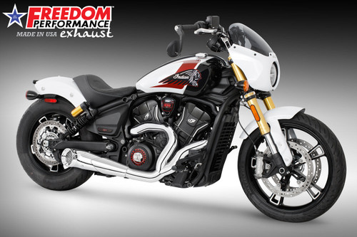 Freedom Performance INDIAN SCOUT 2025-PRESENT 101-CLASSIC-SUPER-SPORT-BOBBER 4.5" 2 INTO 1 TURN-OUT BUNDLE - IN00692 - CHROME / STRAIGHT / CHROME